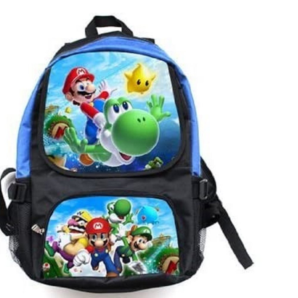 Mario & Yoshi Kids Backpack Large 17” Nintendo Character School Bag - Picture 3 of 8